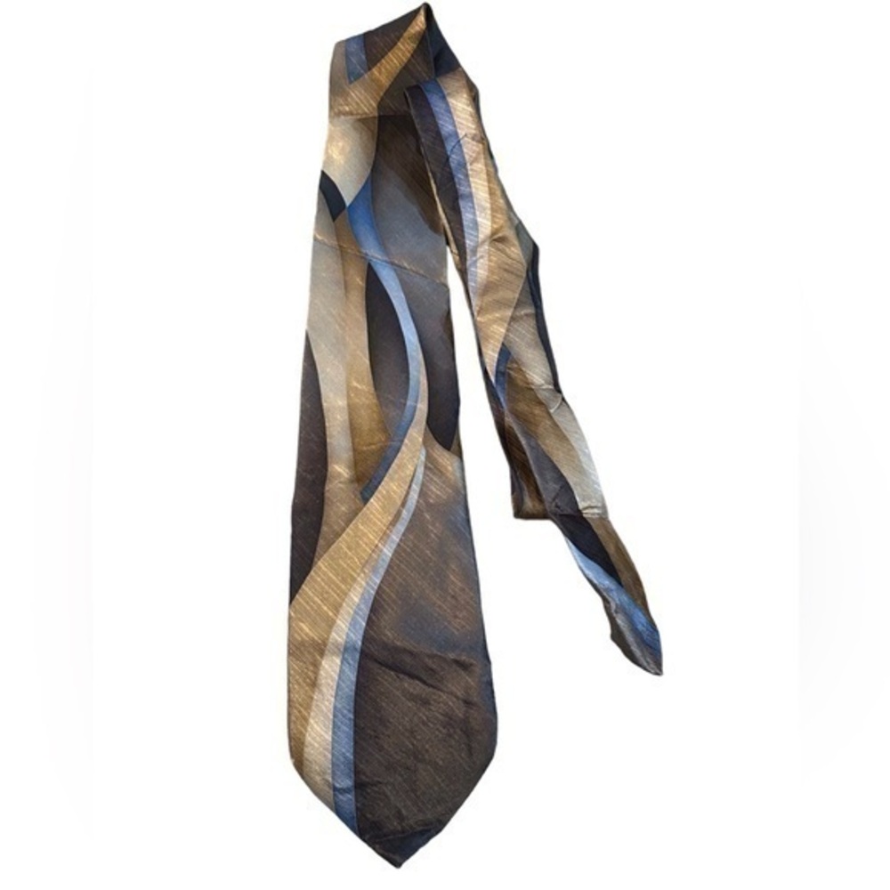 Geoffrey Beene Silk Tie - Brown and Blue